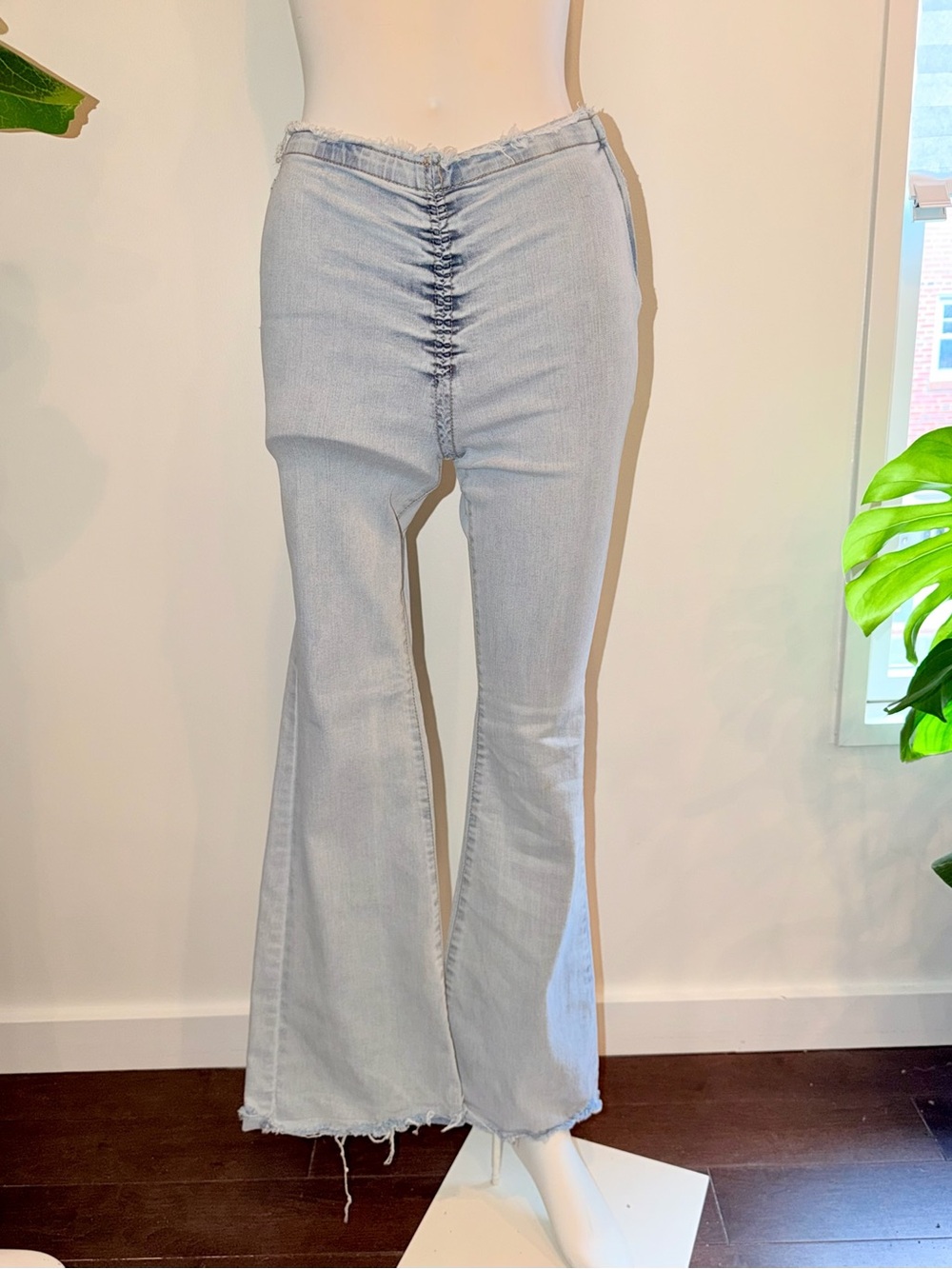 wild fable Light Blue Ruched Front Flare Jeans